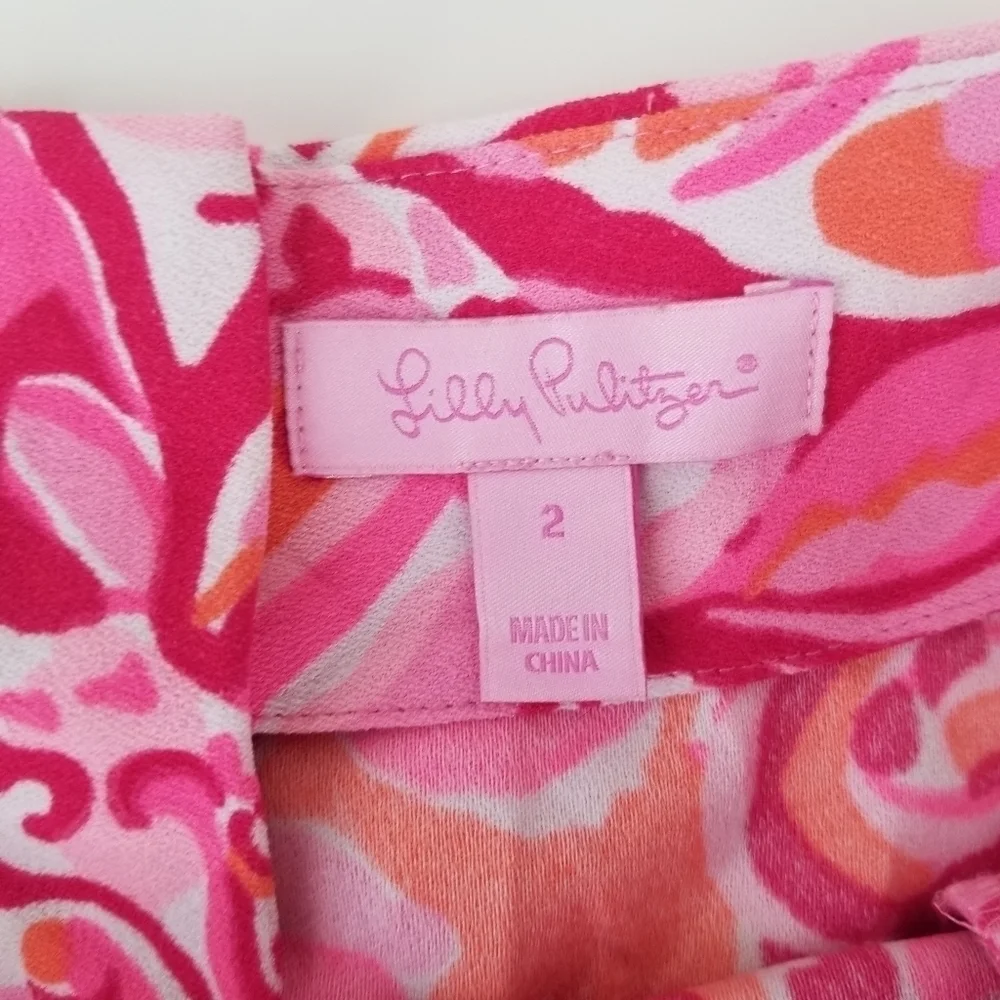 Lilly Pulitzer Ivy Short Pink Pout Mango Print Size 2 Floral Paisley